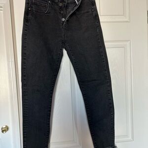 LOFT black Button-Fly Skinny ankle mid rise jeans